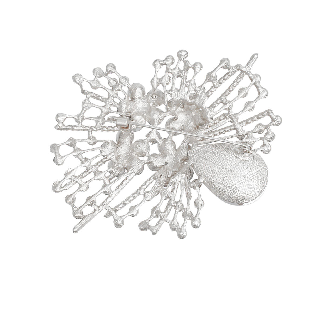Brooch Aurbo Teardrop Crystal Silver Branch Pin