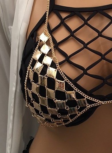 Gold Diamond Chain Link Bra
