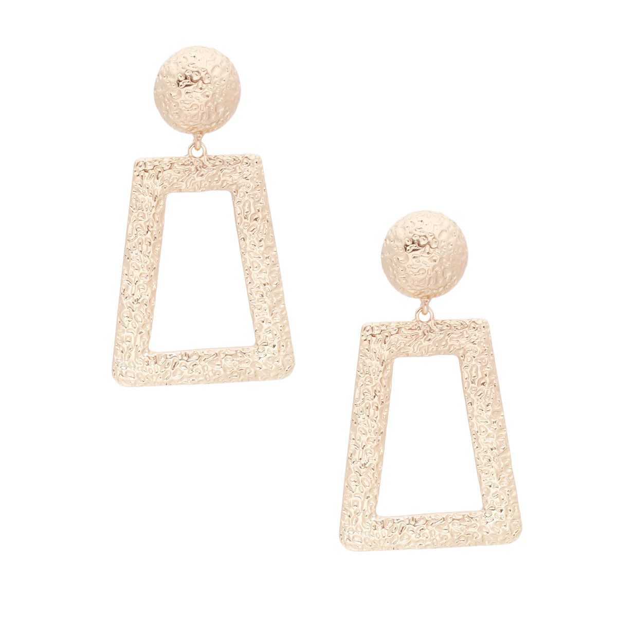 Gold Hammered Trapezoid Earrings