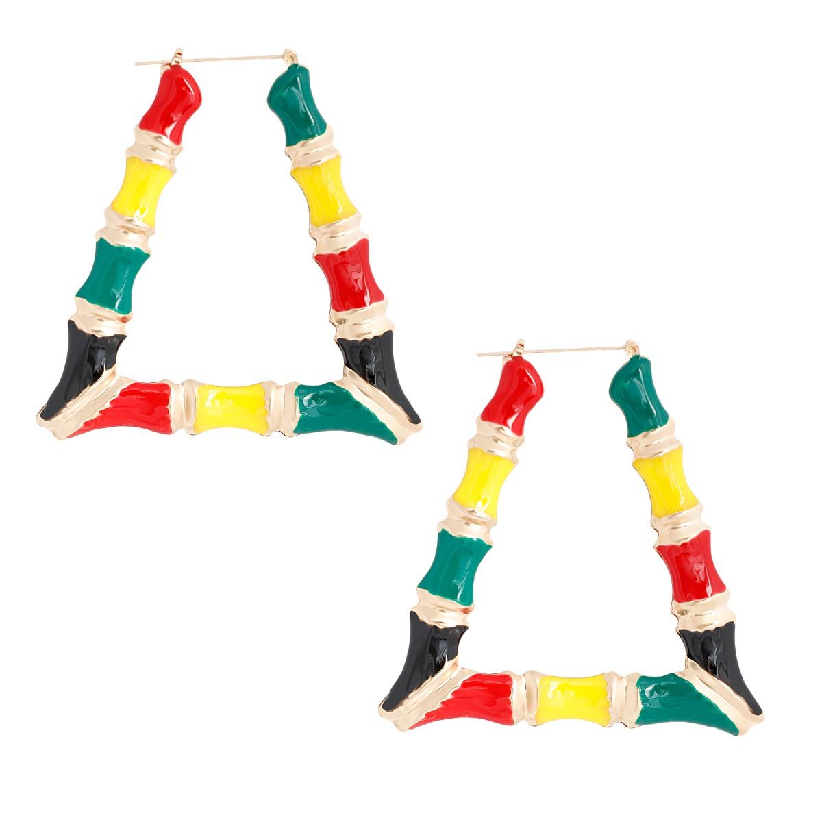 African Flag Color Trapozoid Bamboo Hoops