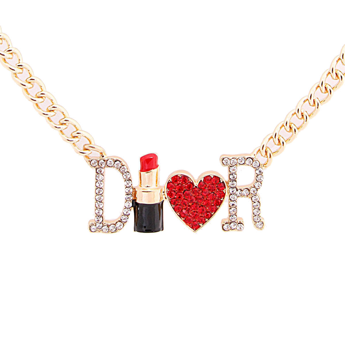 Dior Inspired Red Lipstick Necklace