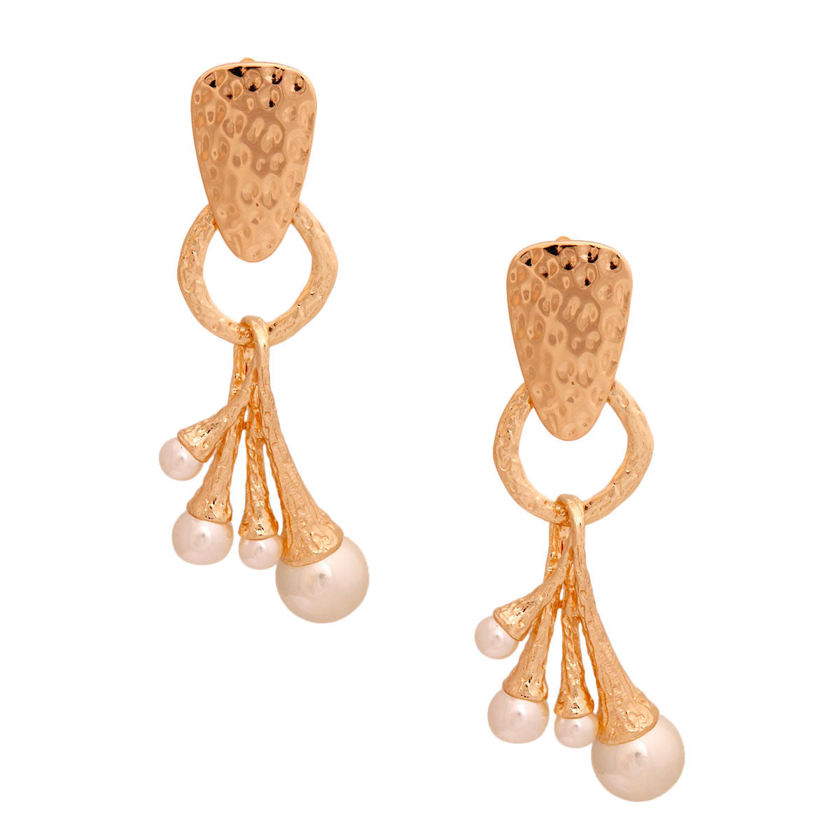 Gold Pearl Heavy Drop Earrings