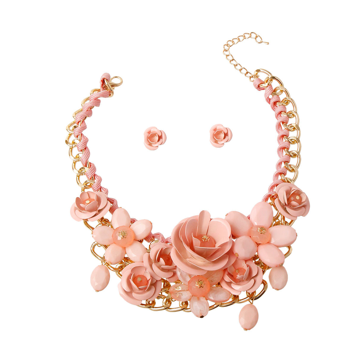 Blush Rose Chunky Collar Necklace Set