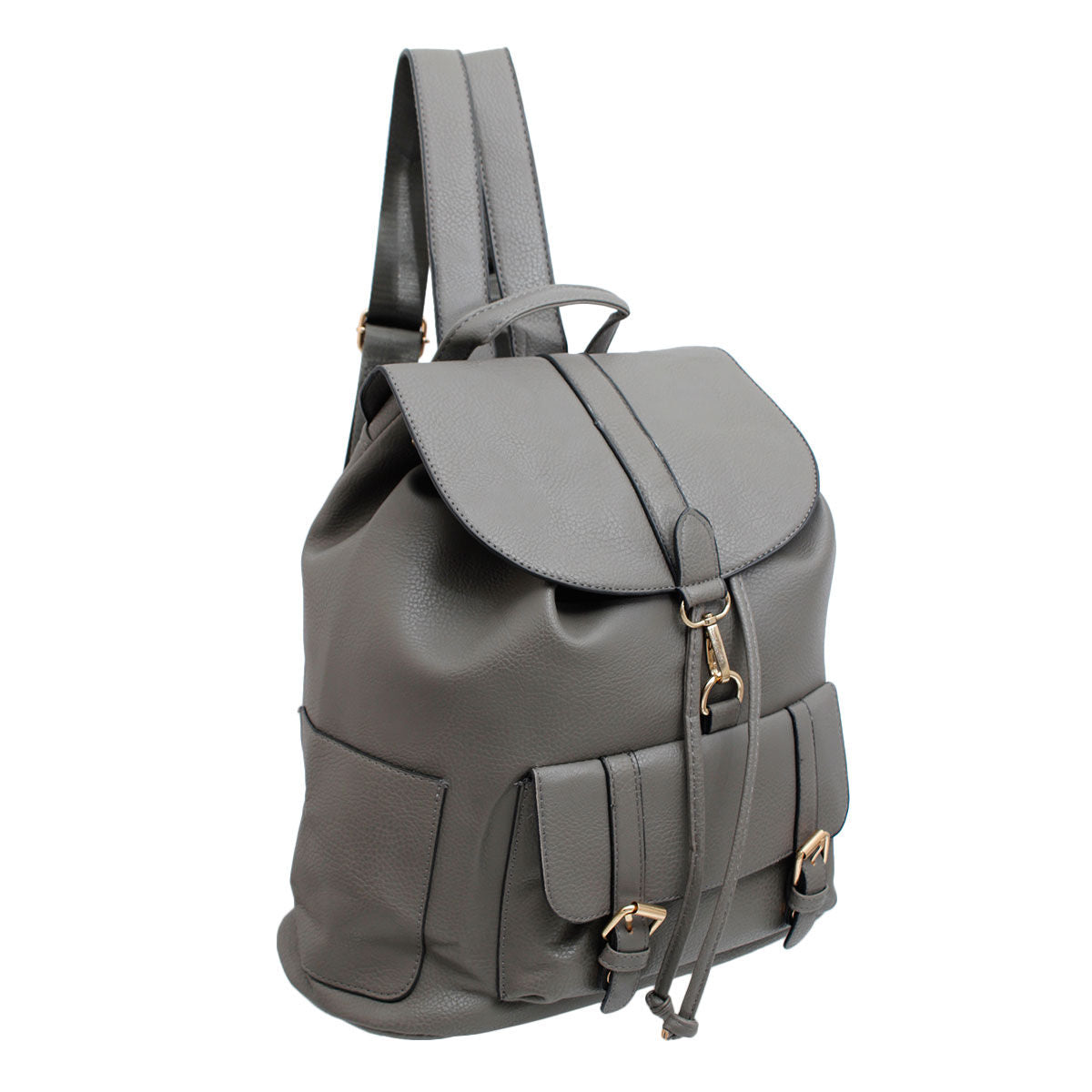 Gray Buckle Flap Backpack