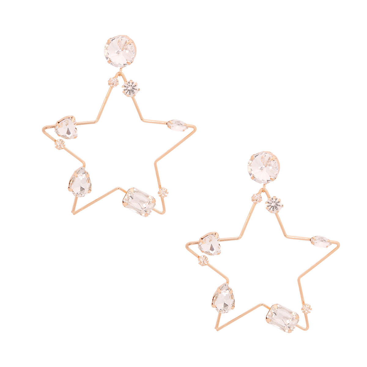 Gold Crystal Star Earrings