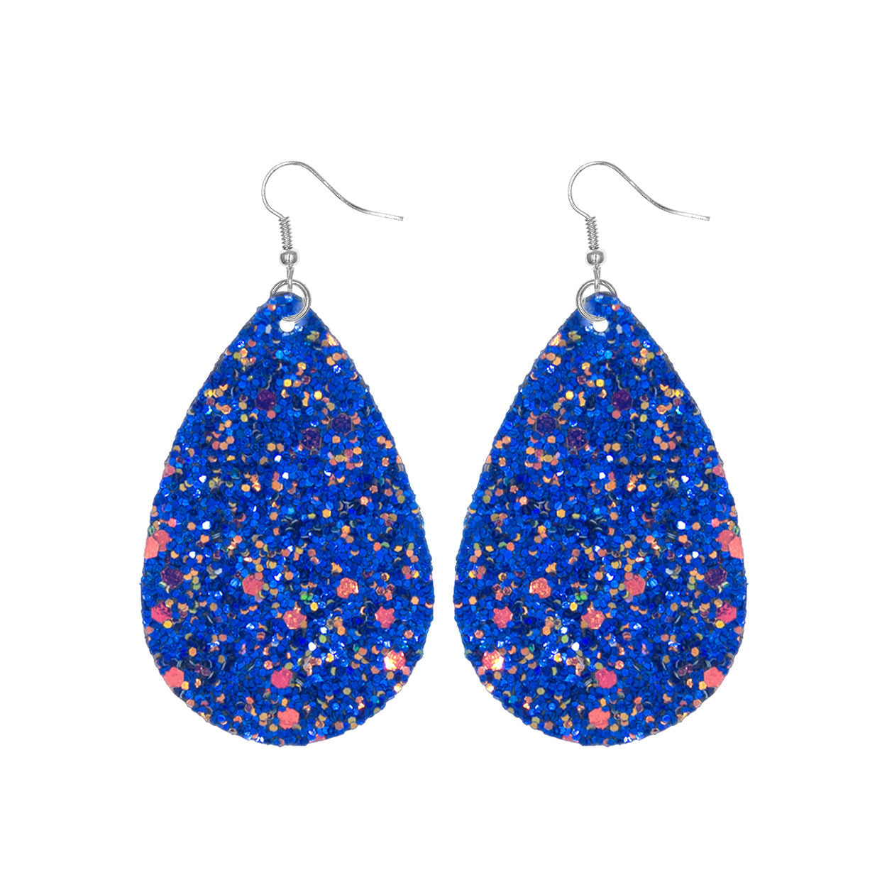 Blue Glitter Teardrop Earrings