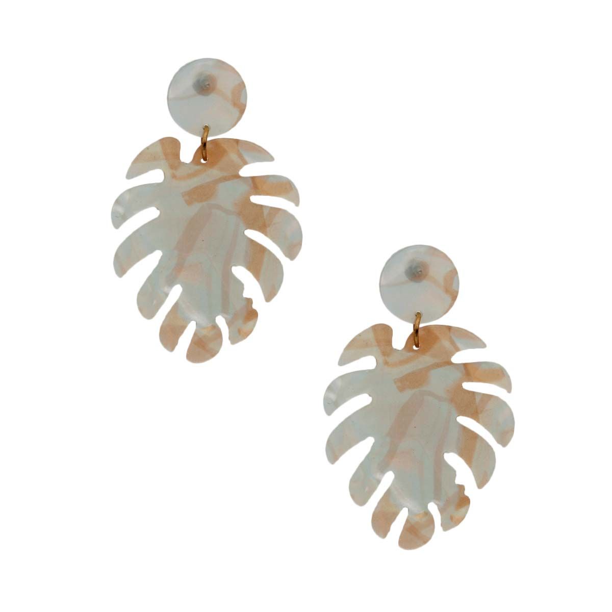 Marbled Aurora Borealis Palm Leaf Earrings