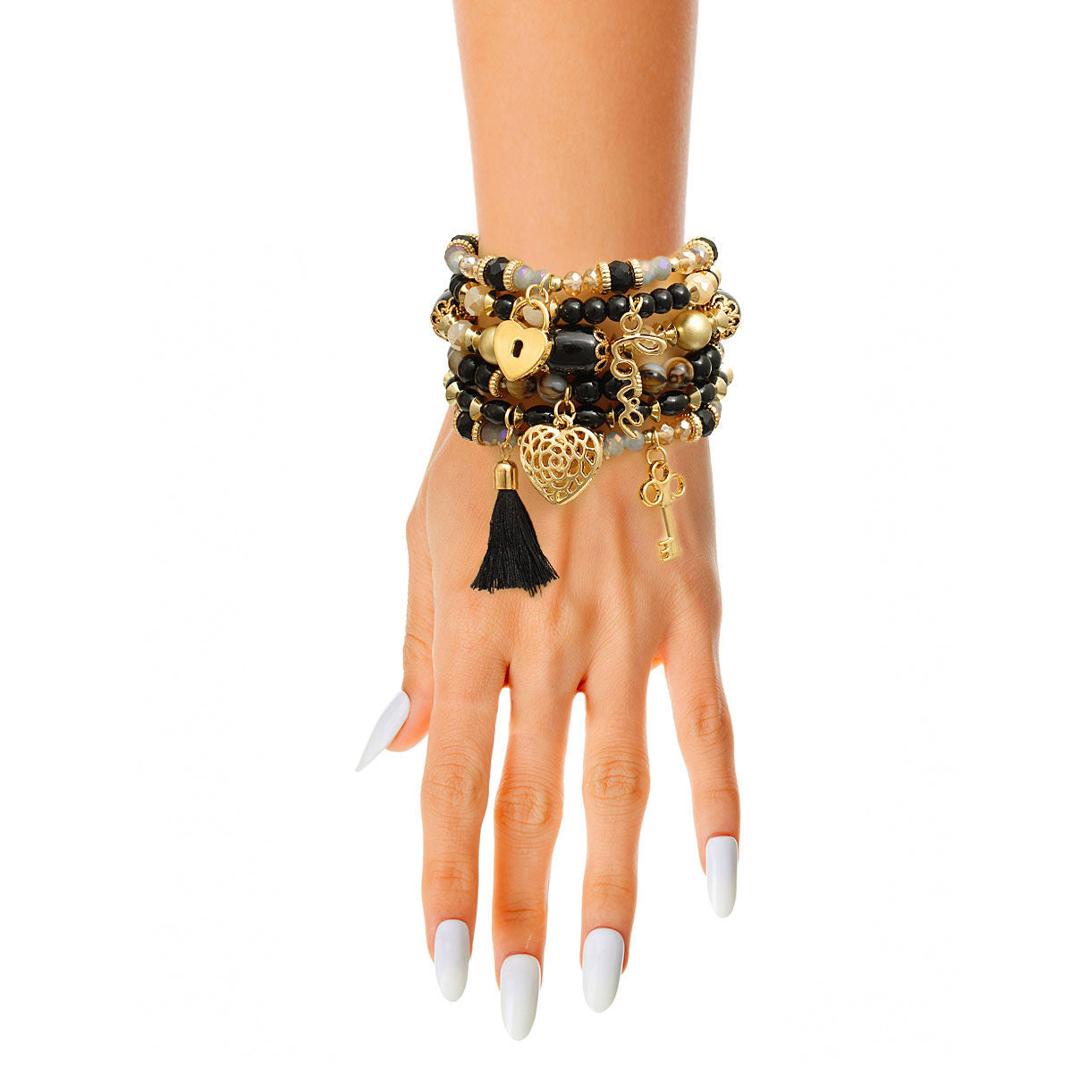 Black glass bead love bracelets thepinkladyboutique
