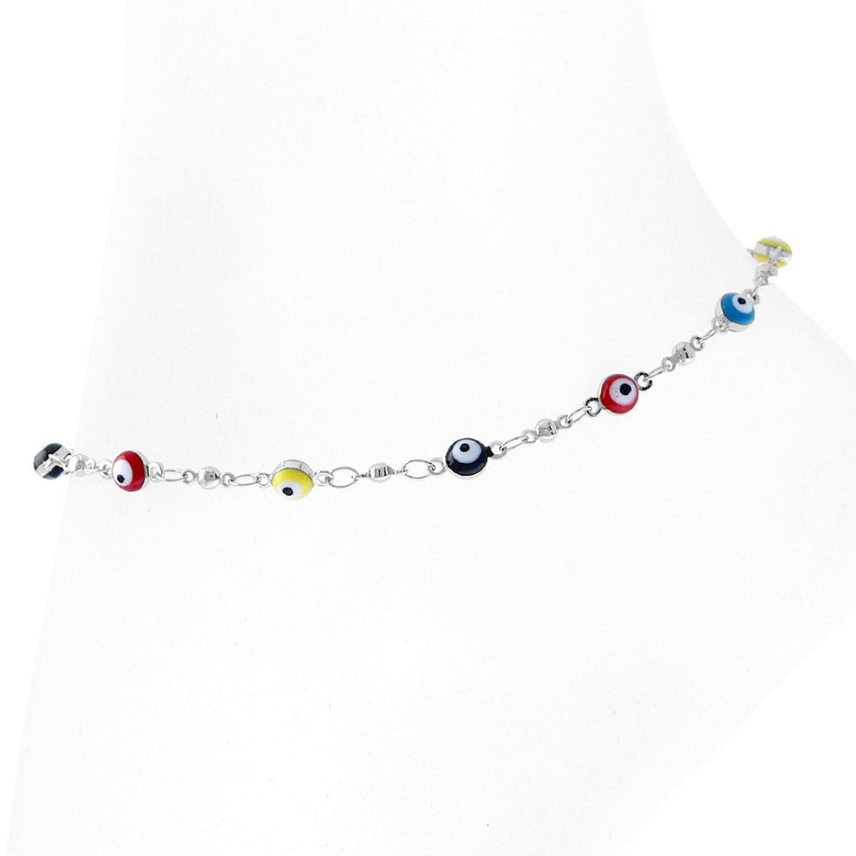 Silver Evil Eye Anklet