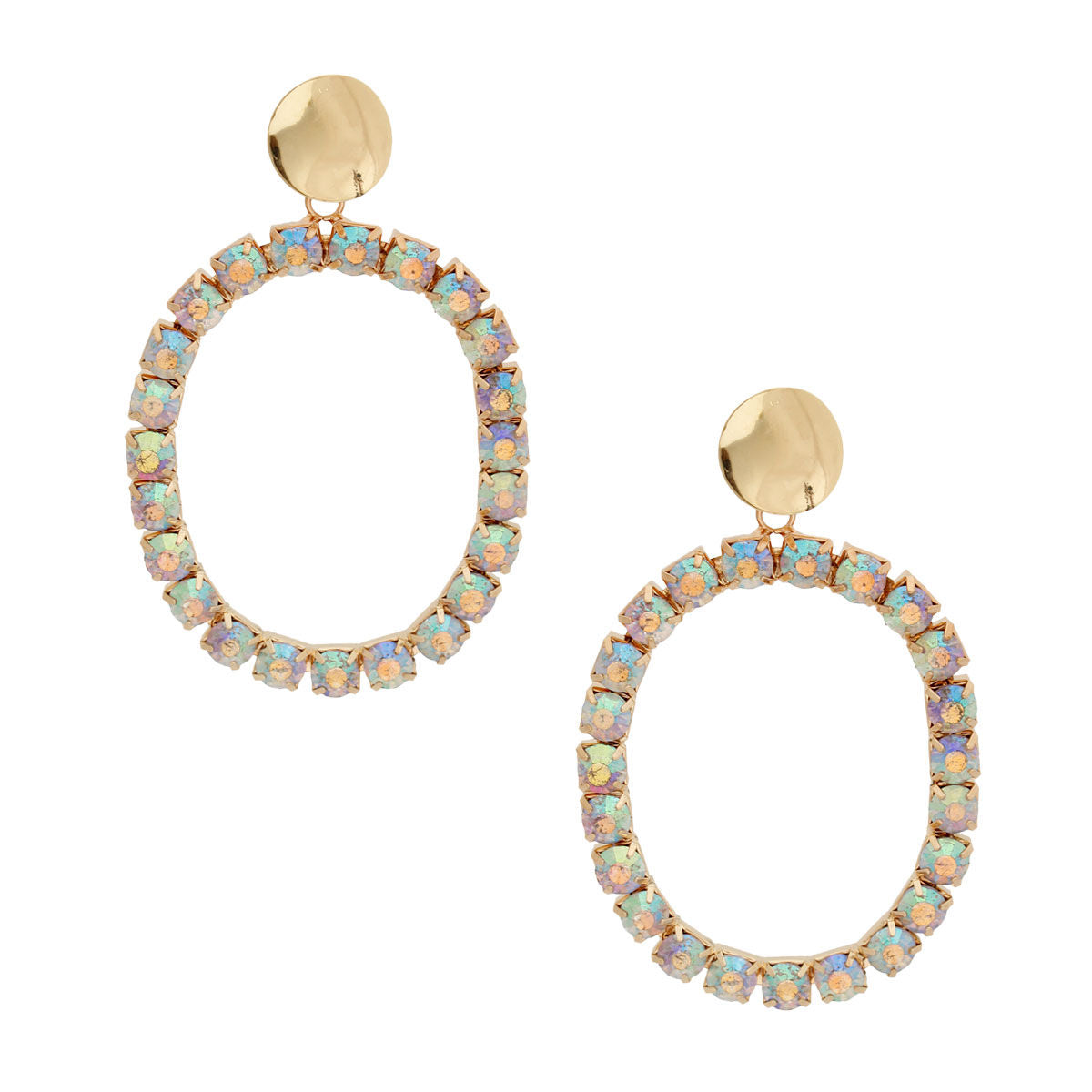 Xlarge Aurora Borealis Oval Crystal Earrings