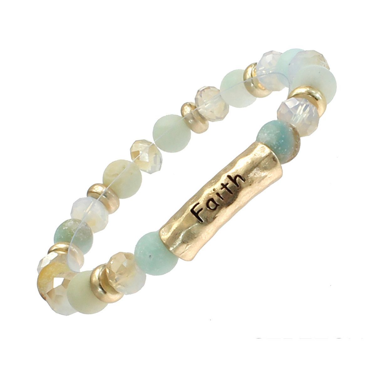 Multi Natural Stone Faith Bracelet