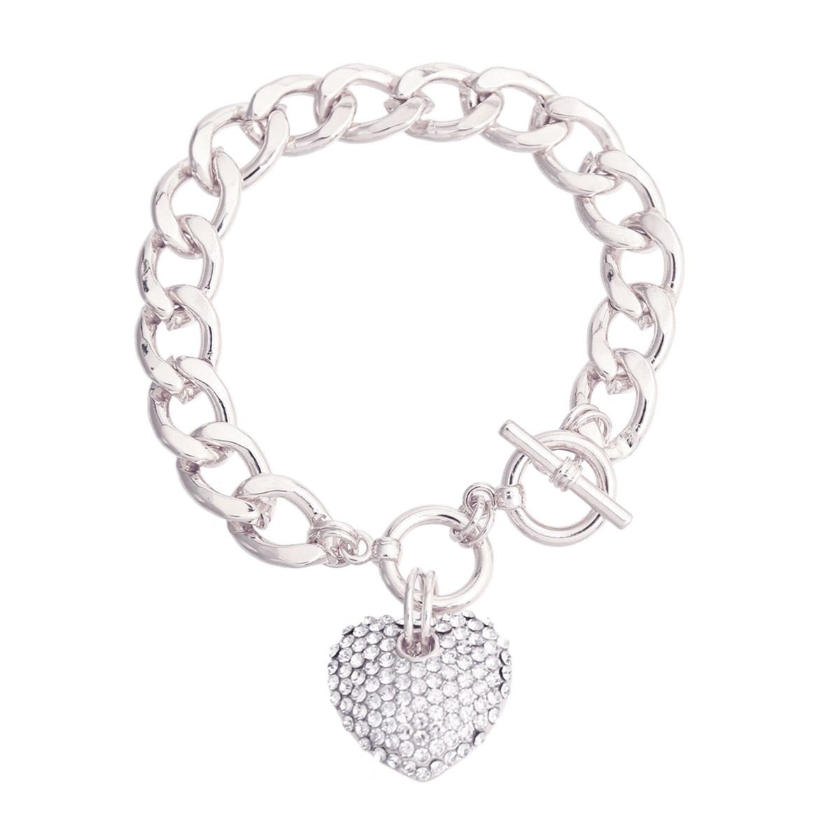 Clear Heart Toggle Bracelet