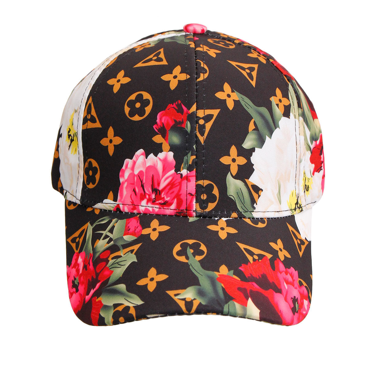 Black Monogram Flower Cap