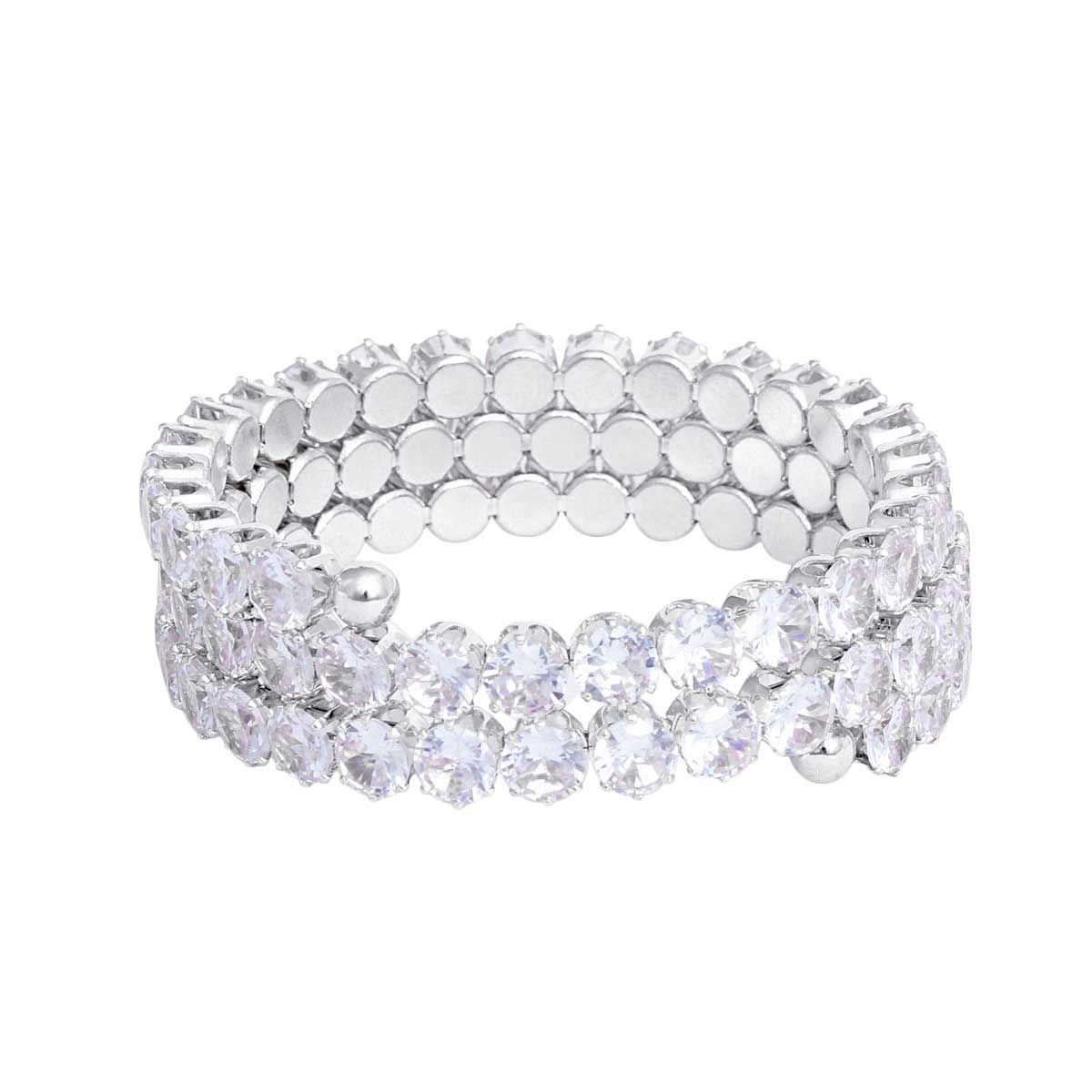 Memory Wire Silver Rhinestone Wrap Bracelet Women