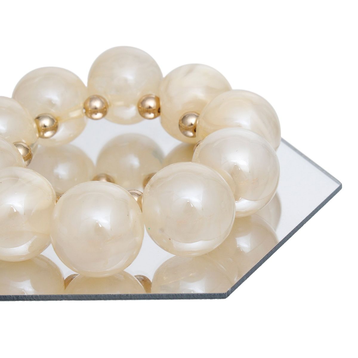 Bracelet Swirled Ivory Marble Bubble Ball Bead