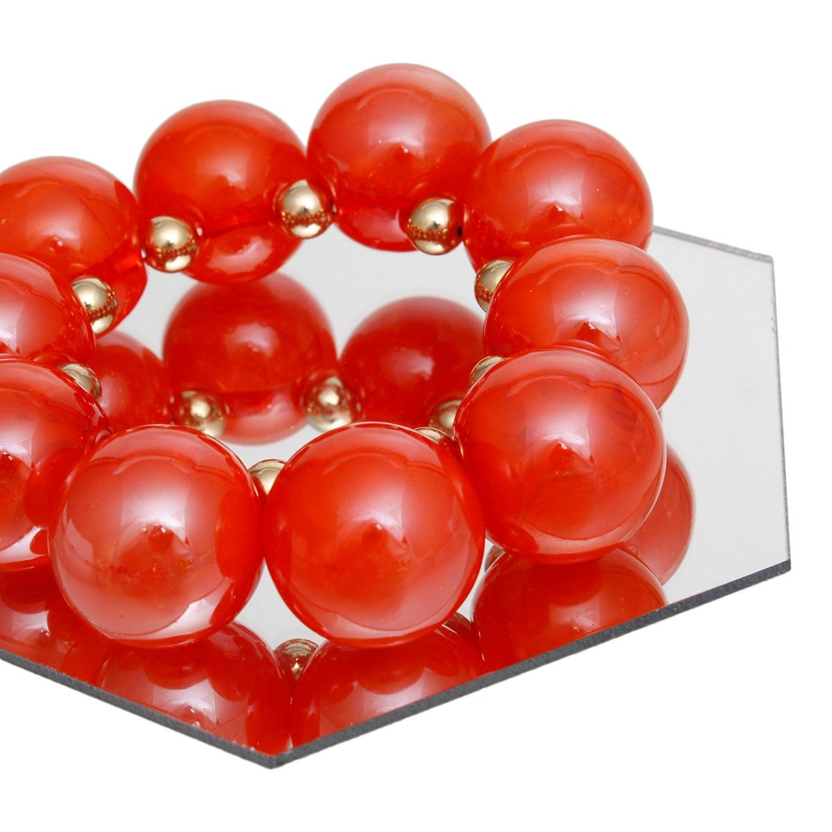 Bracelet Swirled Orange Marble Bubble Ball Bead