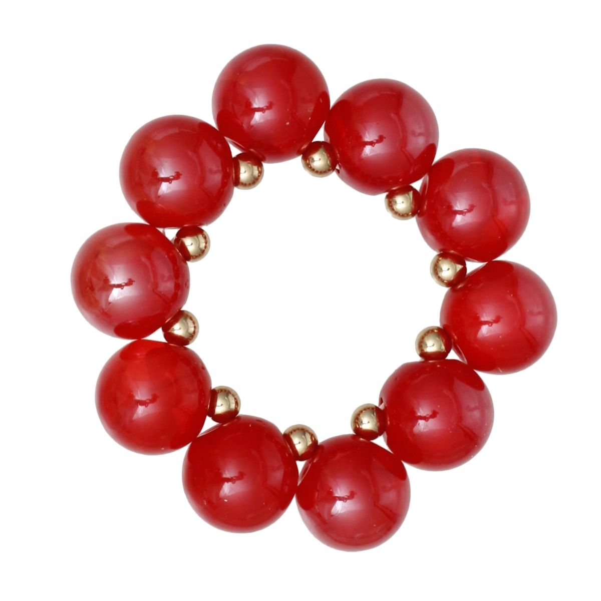 Bracelet Swirled Red Marble Bubble Ball Bead