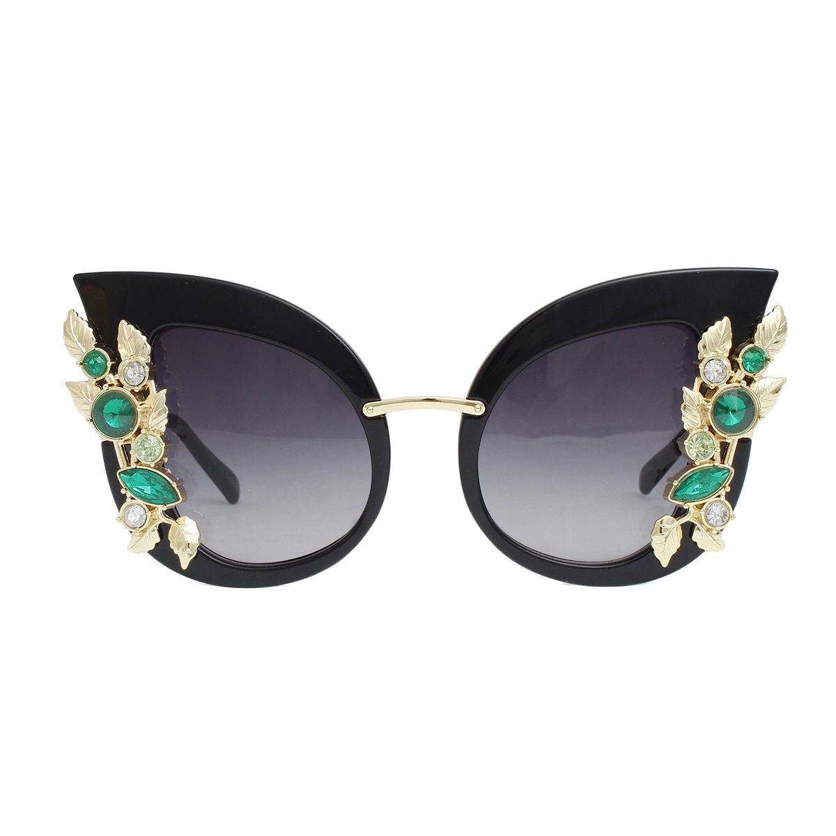 Sunglasses Vintage Green Crystal Cat Eye Eyewear