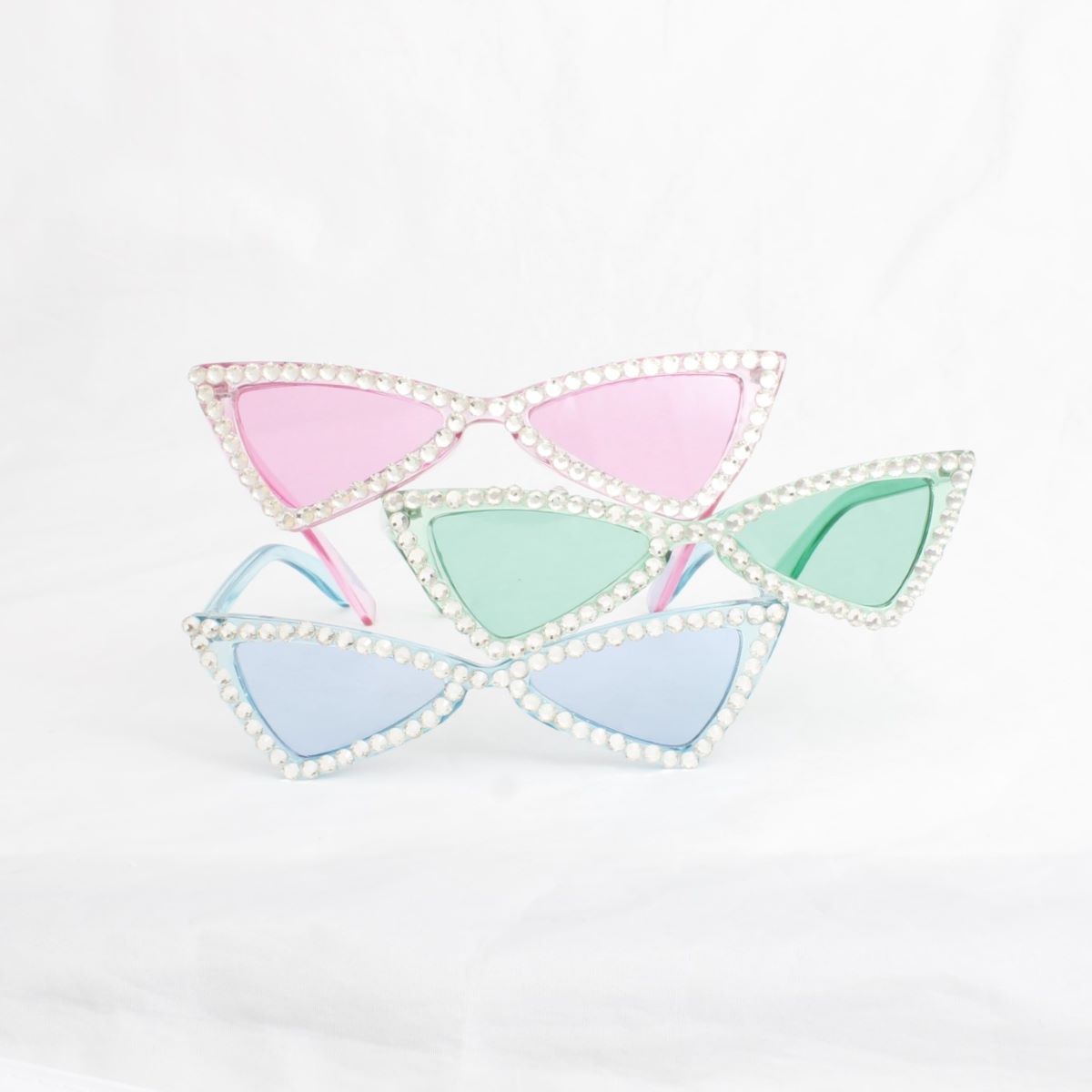 Sunglasses Blue Cat Eye Rhinestone Retro Eyewear