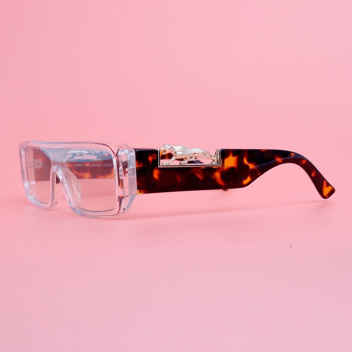 Sunglasses Clear Gold Panther Rectangle Eyewear