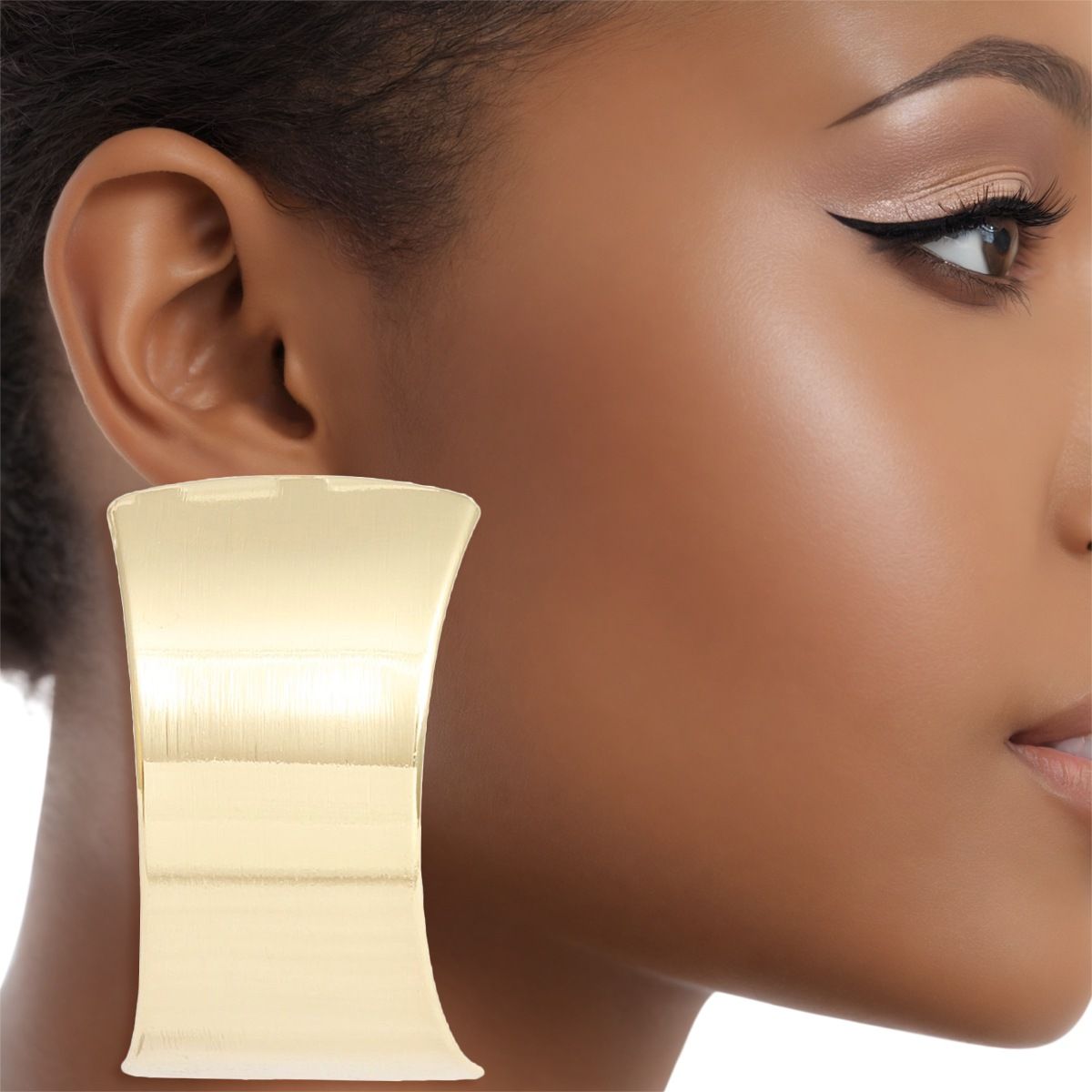 Hoop Large Xtra Wide Polished Gold Open Earrings