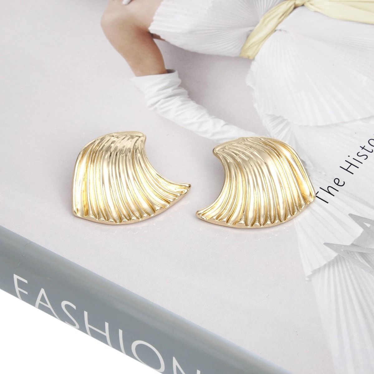 Studs Gold Ocean Wave Earrings for Women
