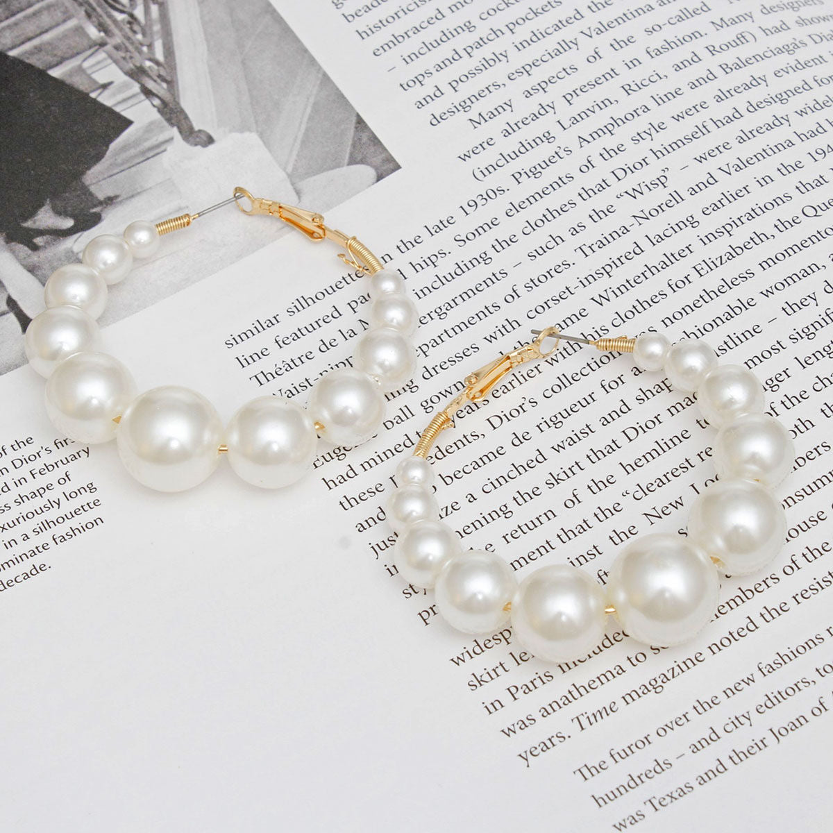 Hoops Graduated Cream Pearl 55mm Earrings Women