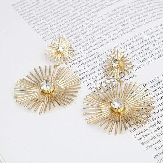 Drop Gold Rounded Spikes Earrings for Women