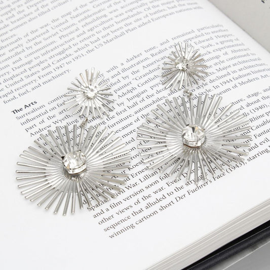 Drop Silver Rounded Spikes Earrings for Women