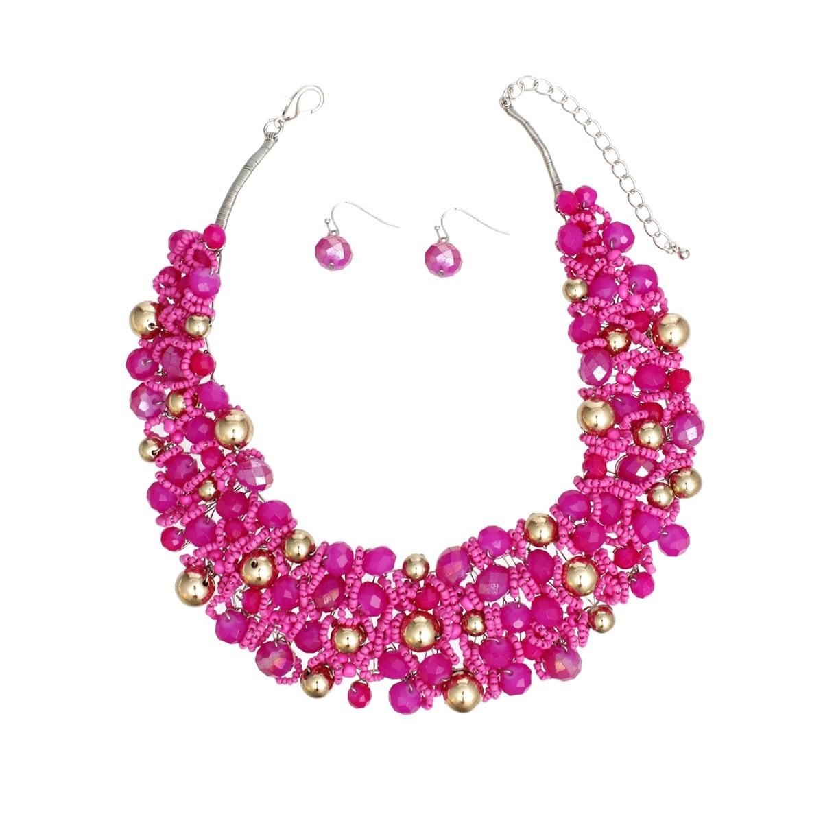 Bib Fuchsia Artistic Glass Copper Choker Necklace