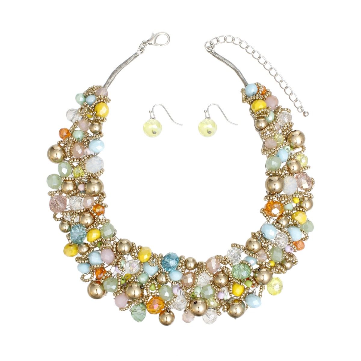 Bib Multicolor Artistic Glass Copper Choker Set