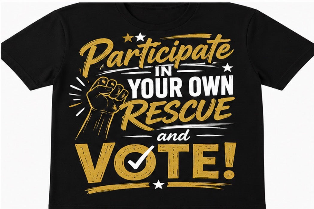 Participate in Your Own Rescue and Vote t-shirts