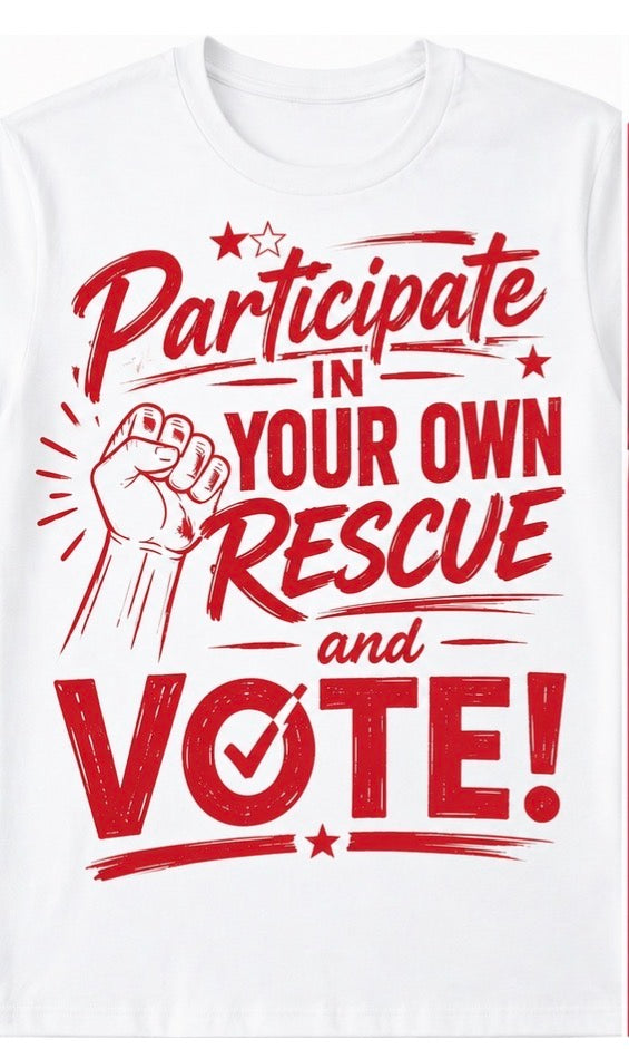 Participate in Your Own Rescue and Vote t-shirts