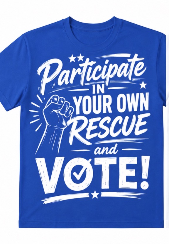 Participate in Your Own Rescue and Vote t-shirts