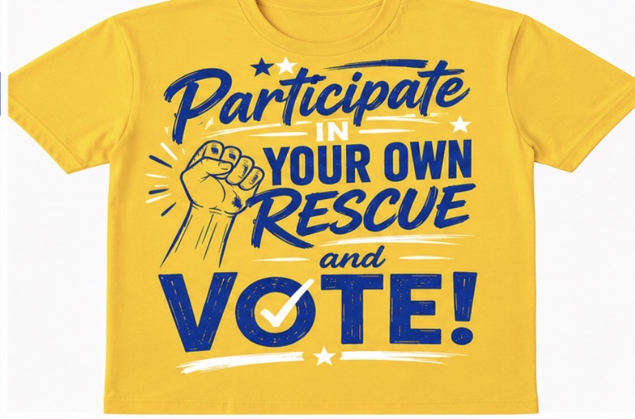 Participate in Your Own Rescue and Vote t-shirts