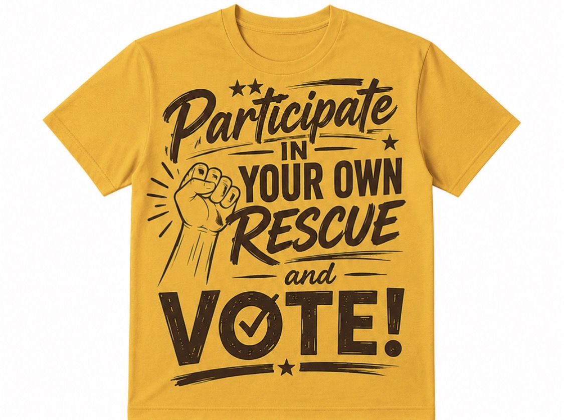 Participate in Your Own Rescue and Vote t-shirts
