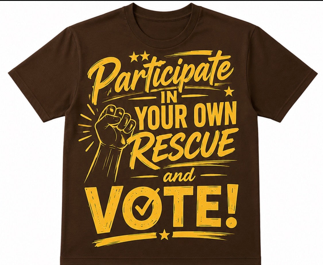 Participate in Your Own Rescue and Vote t-shirts
