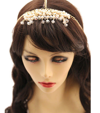 Gold and Cream Pearl Head Chain