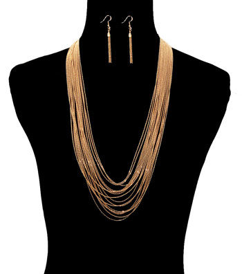 Gold Colored Chain Necklace Set