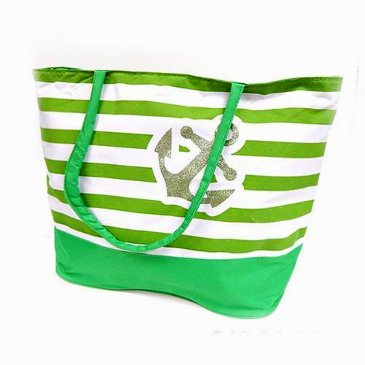 Green Striped Beach Tote