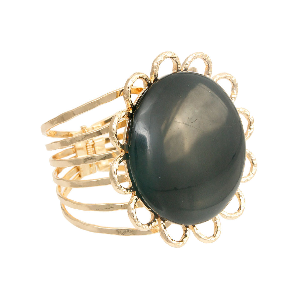 Black Stone Flower Bracelet