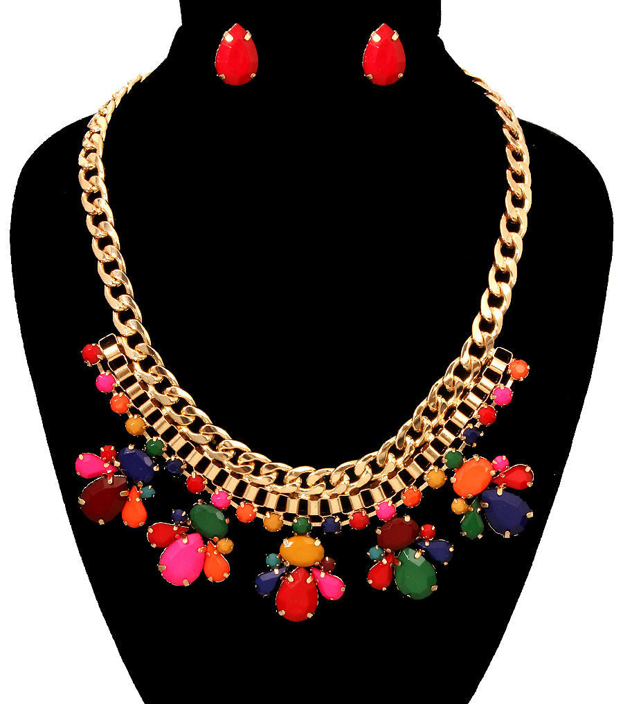 Multicolored Beads Necklace Set