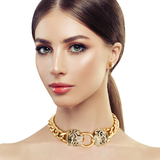 Iced Tiger Gold Chain Choker
