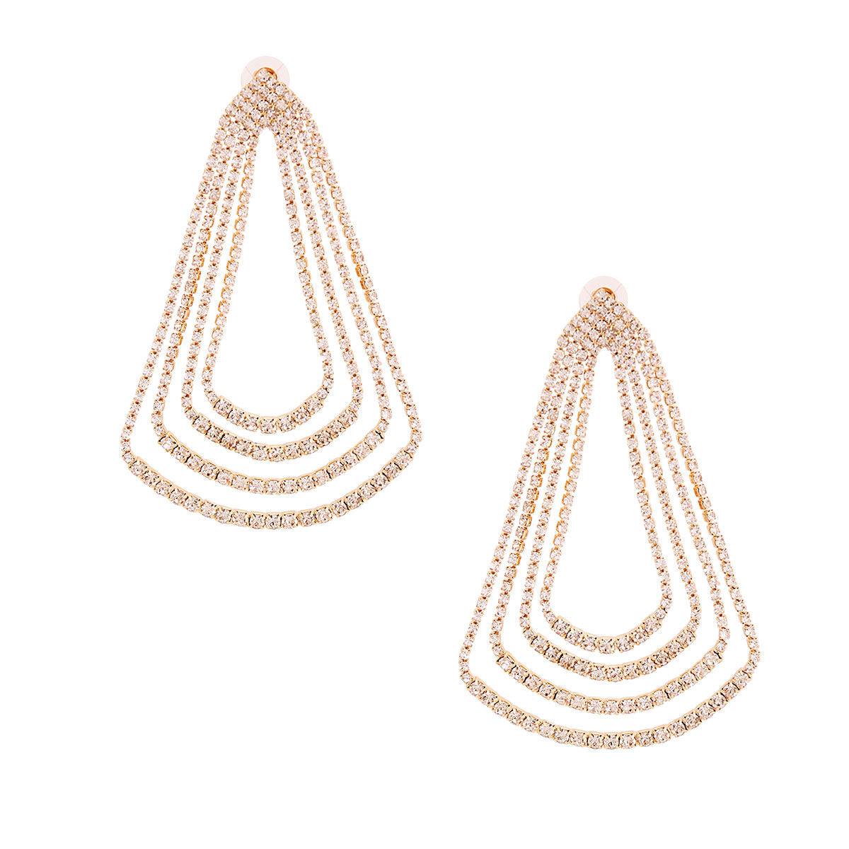 Gold Graduated Teardrop Stone Earrings