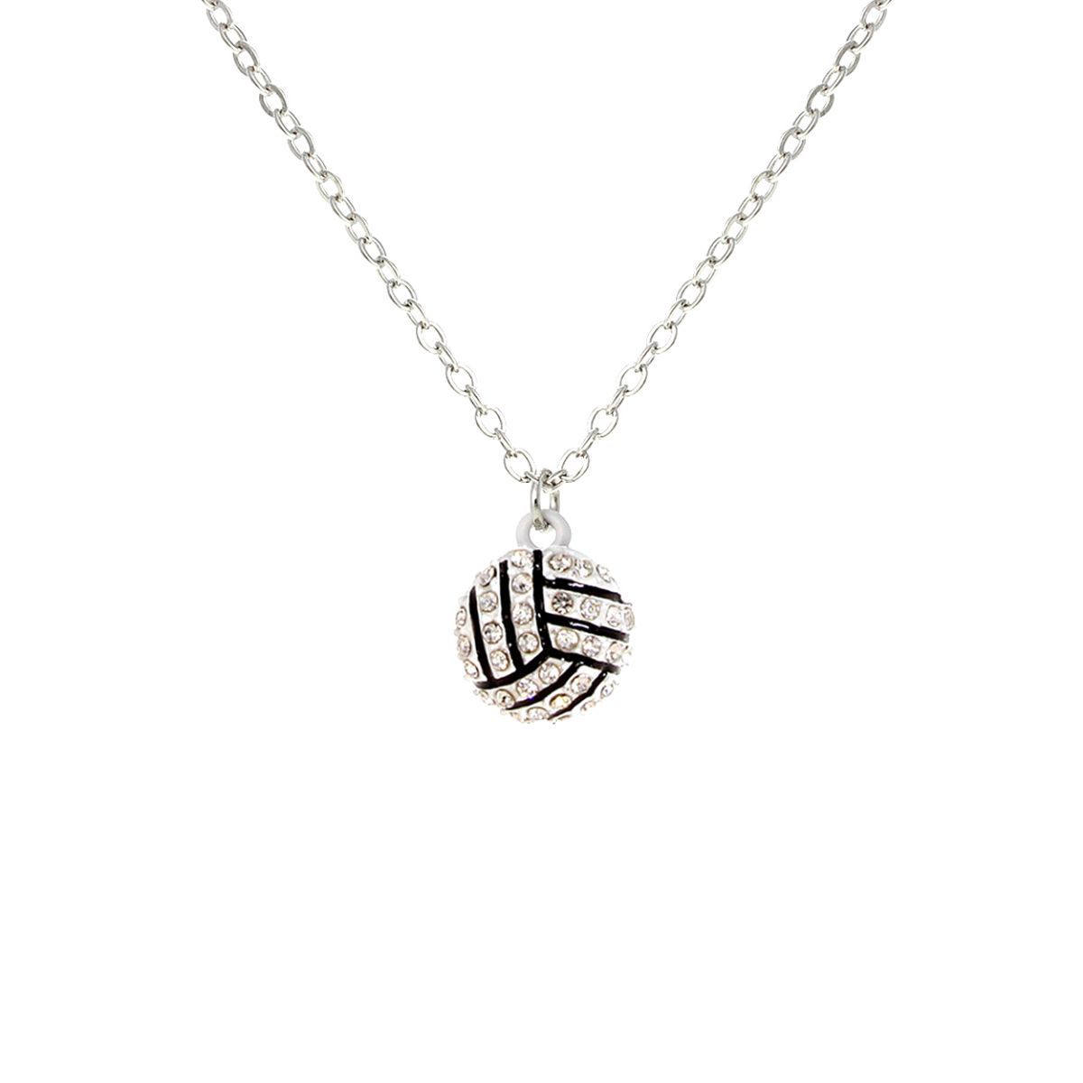 White Rhinestone Volleyball Necklace