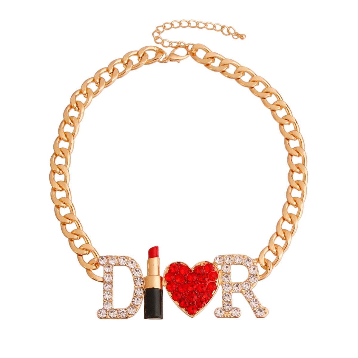 Gold Designer Red Statement Necklace