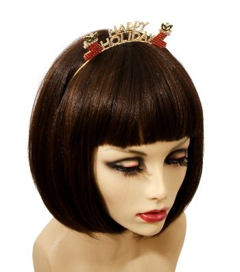 Rhinestone Gold Holiday Hair Band