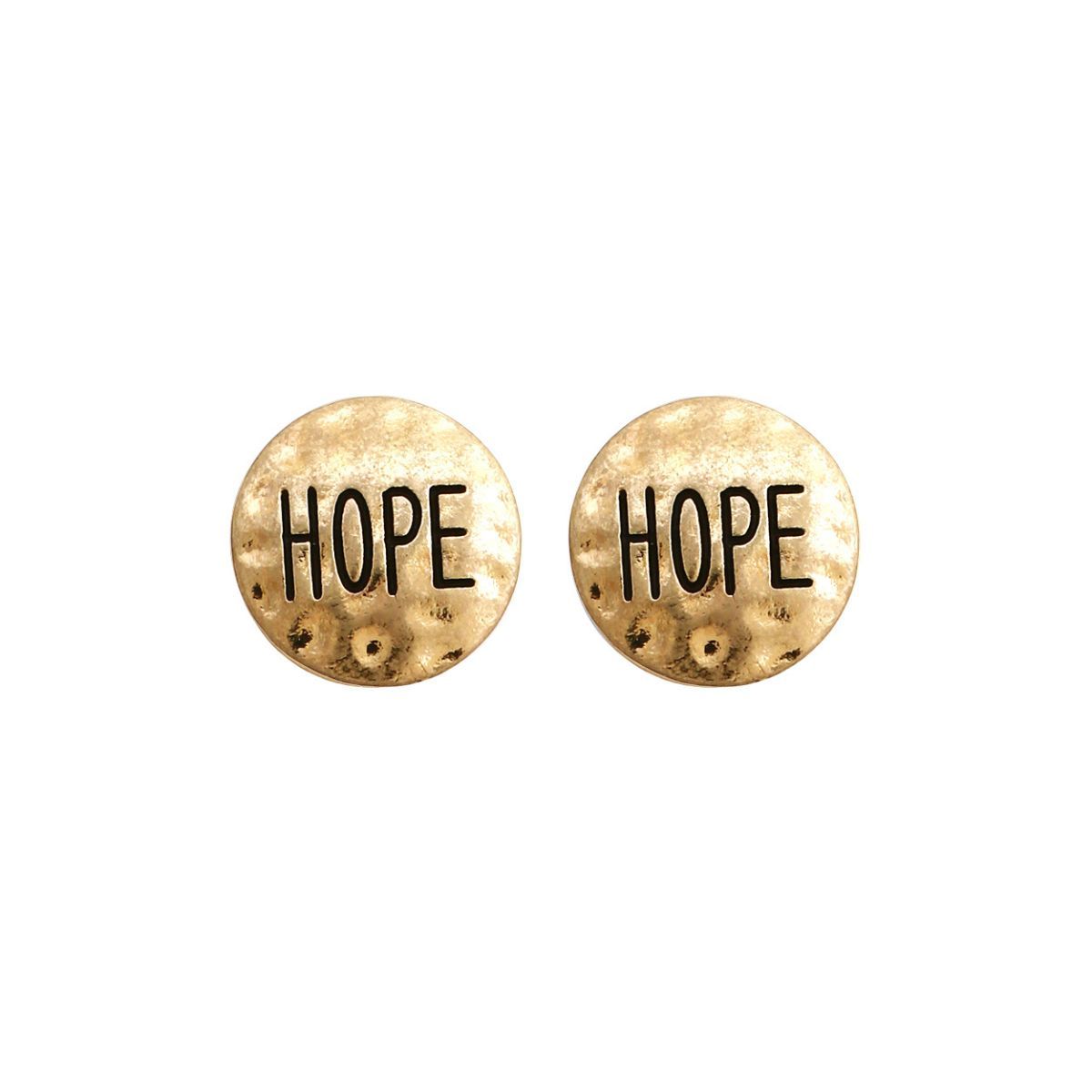 Gold Round HOPE Studs
