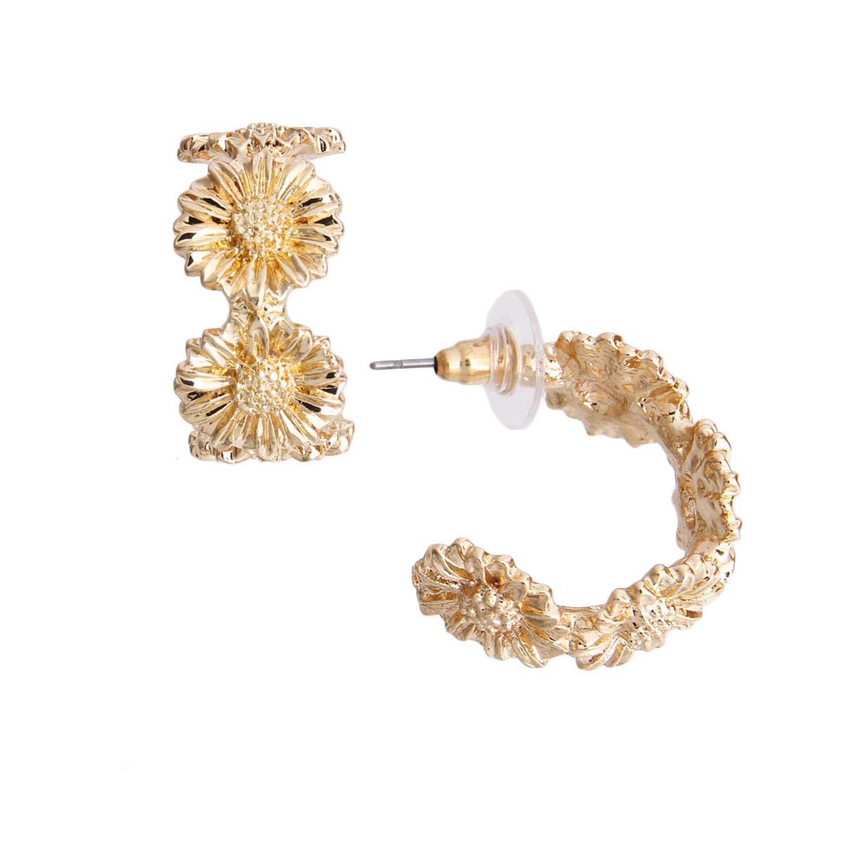 Gold Sunflower Hoops