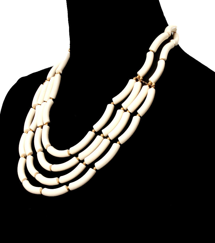 Cream Acrylic Penne Necklace Set